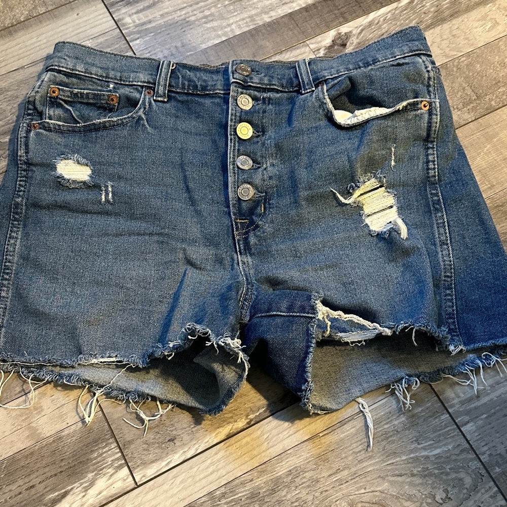 GAP Blue Distressed Jean Shorts